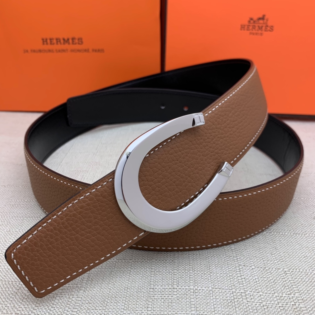 Hermès Male Leather Belt Top Grain Leather Black 38mm-m