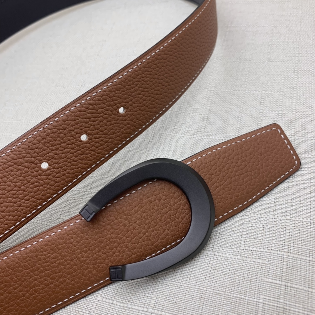 Hermès Male Leather Belt Top Grain Leather Black 38mm-m
