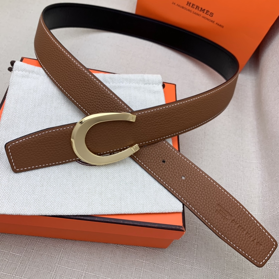 Hermès Male Leather Belt Top Grain Leather Black 38mm-m