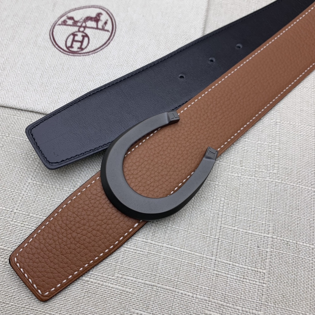 Hermès Male Leather Belt Top Grain Leather Black 38mm-m