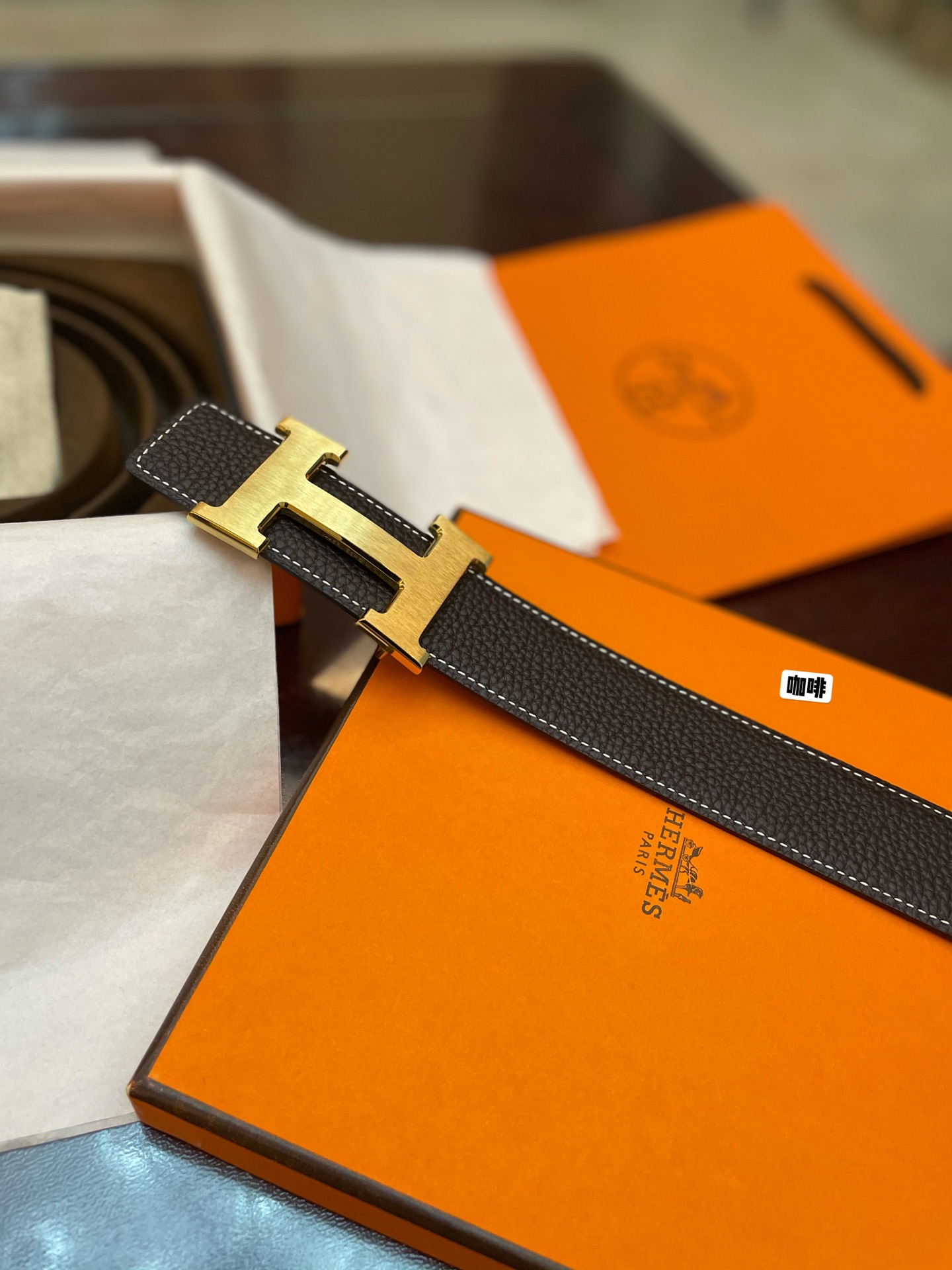 Hermès Male Basic Belt Cow Leather Gold 38mm-s-m
