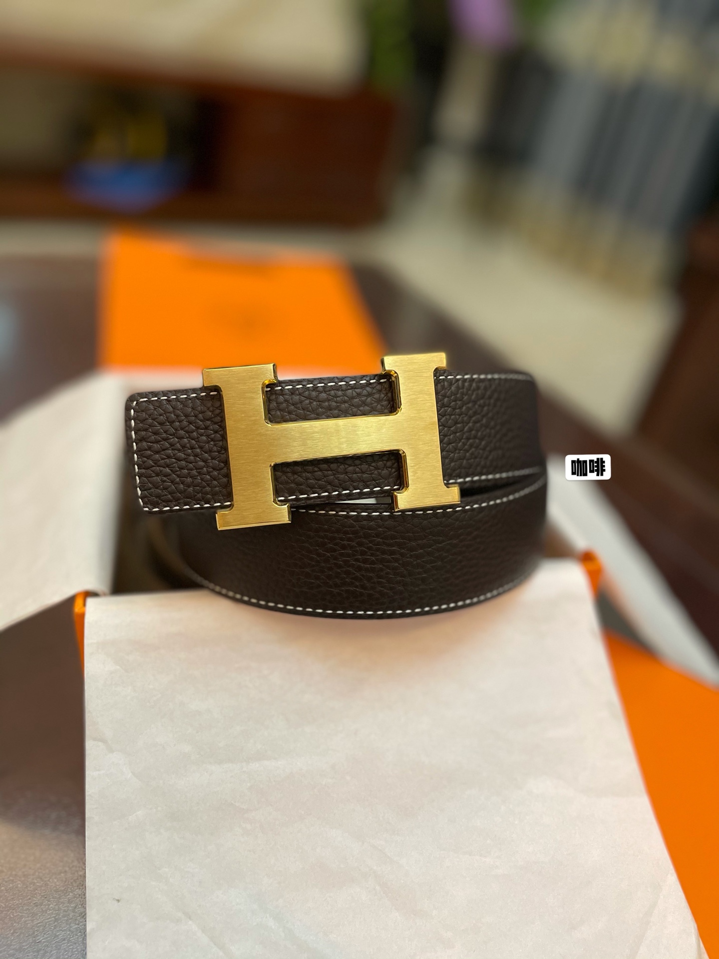 Hermès Male Basic Belt Cow Leather Gold 38mm-s-m