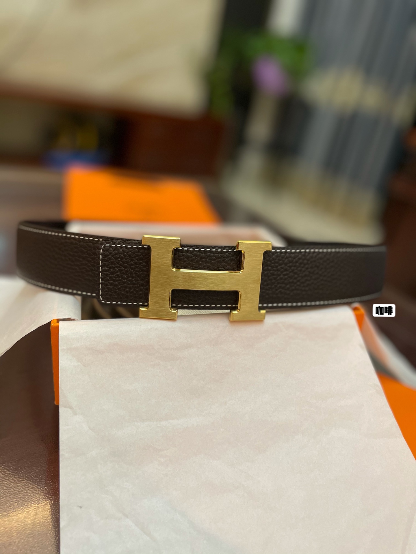 Hermès Male Basic Belt Cow Leather Gold 38mm-s-m