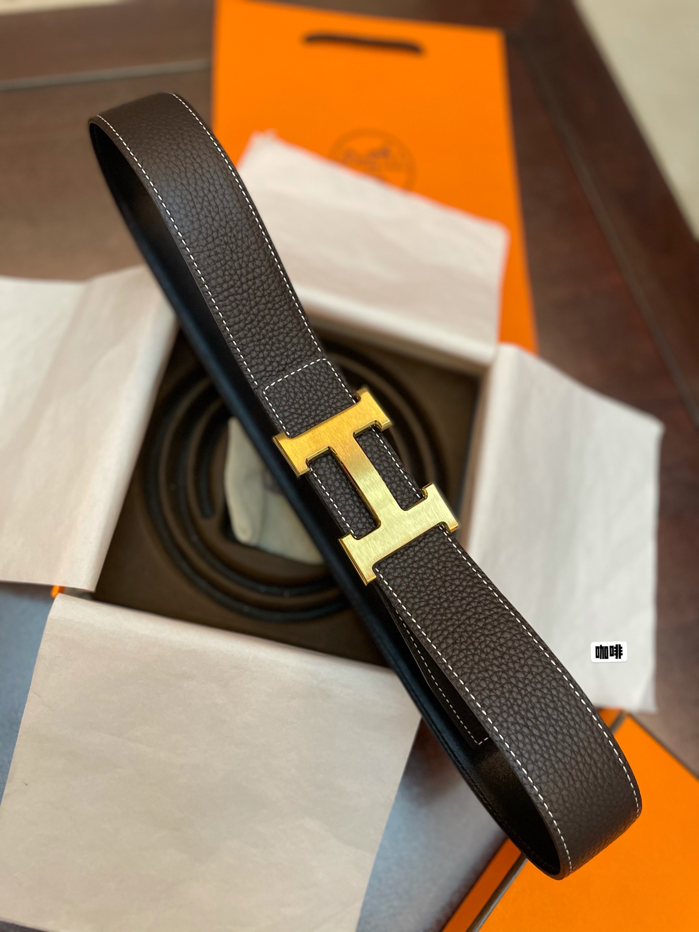 Hermès Male Basic Belt Cow Leather Gold 38mm-s-m