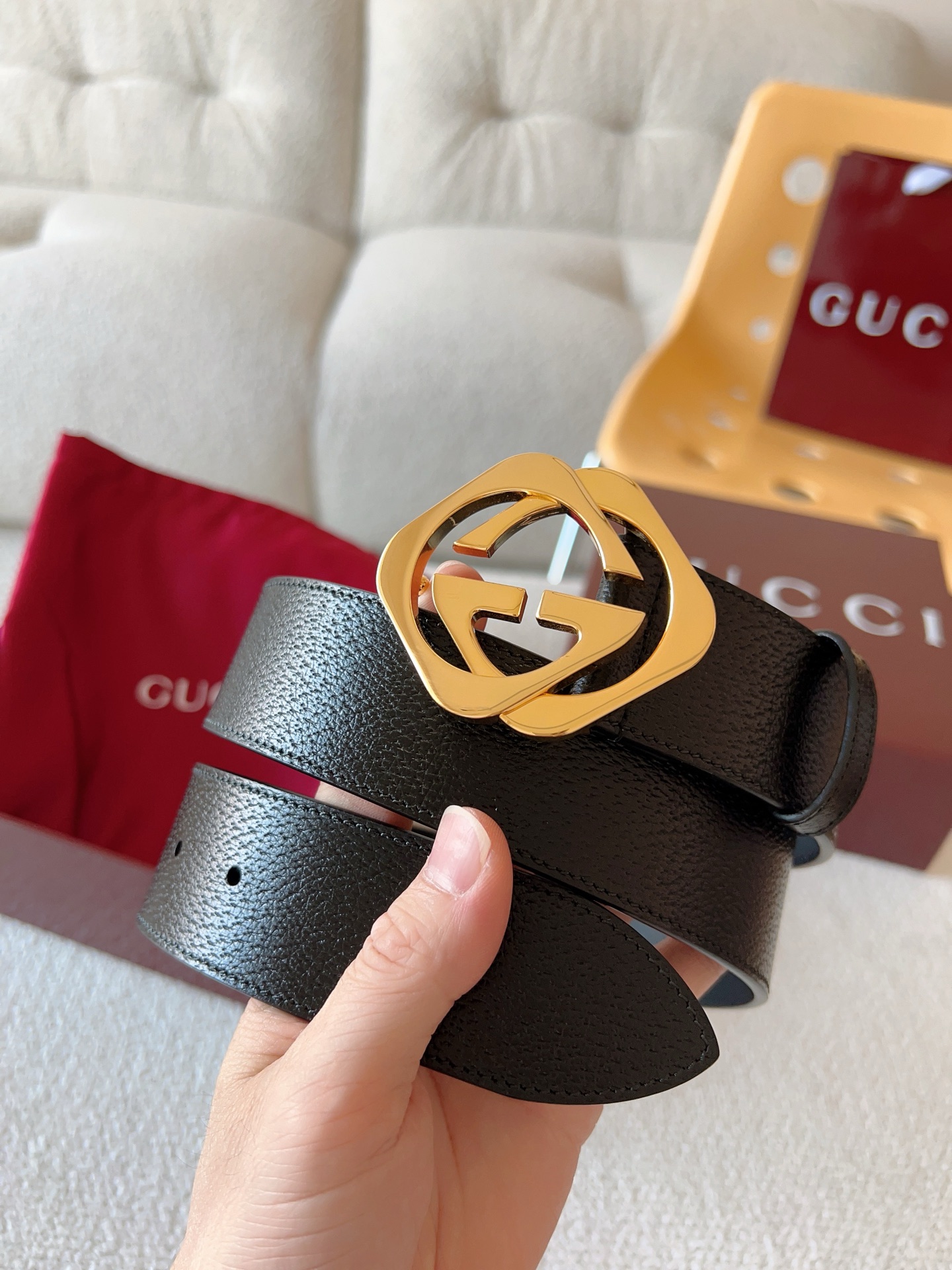 Gucci Leather Belt Cow Leather 13514-m