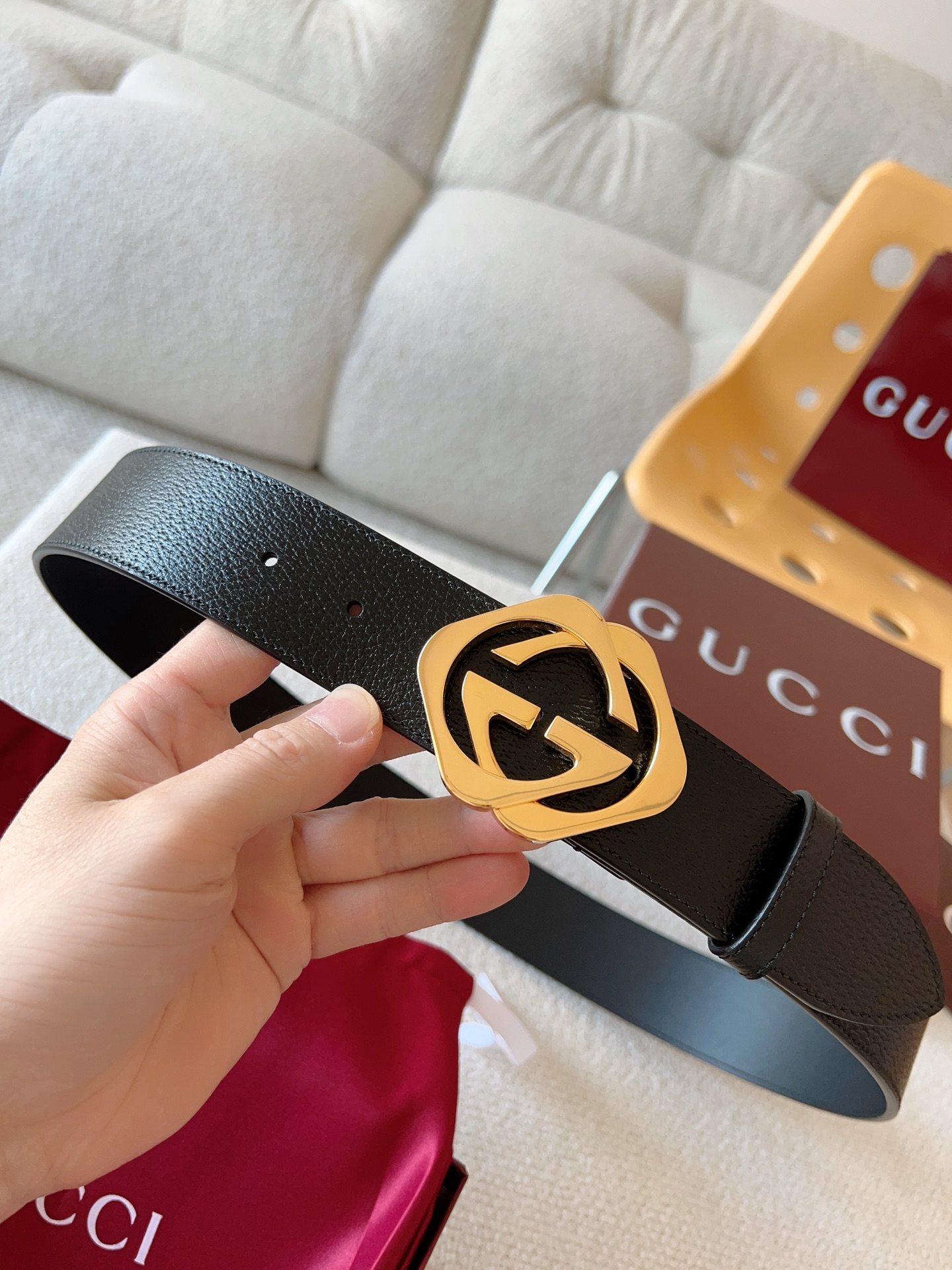 Gucci Leather Belt Cow Leather 13514-m