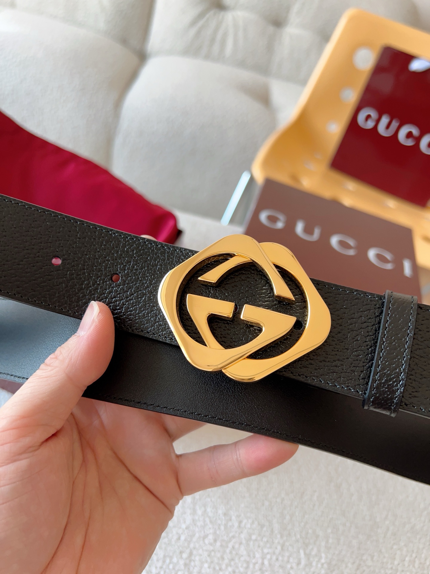 Gucci Leather Belt Cow Leather 13514-m