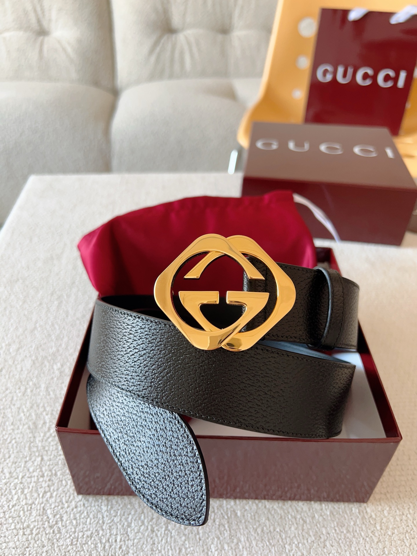 Gucci Leather Belt Cow Leather 13514-m