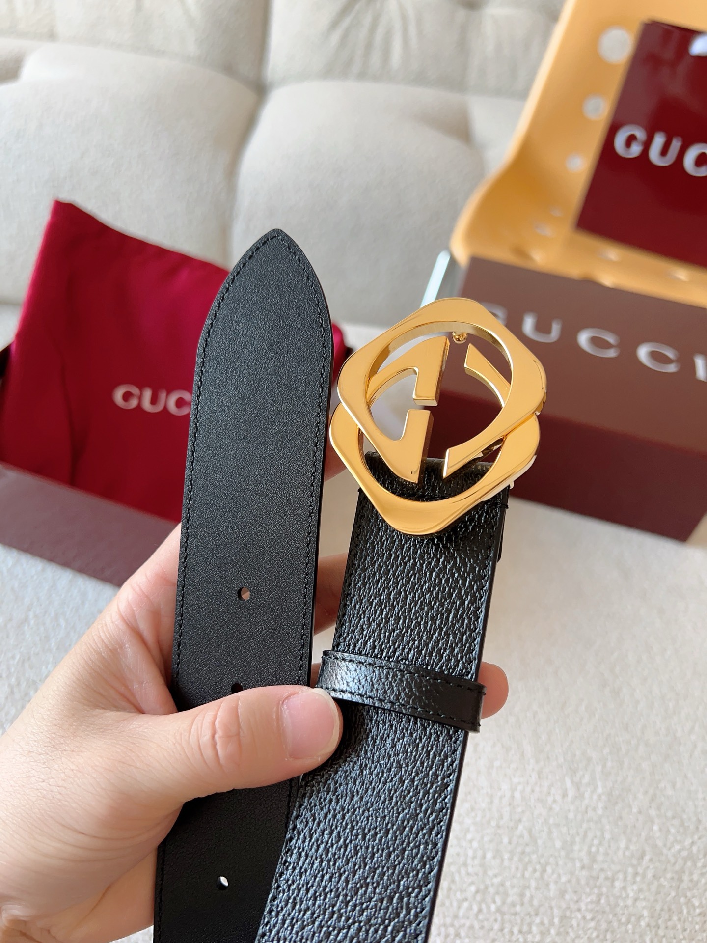 Gucci Leather Belt Cow Leather 13514-m