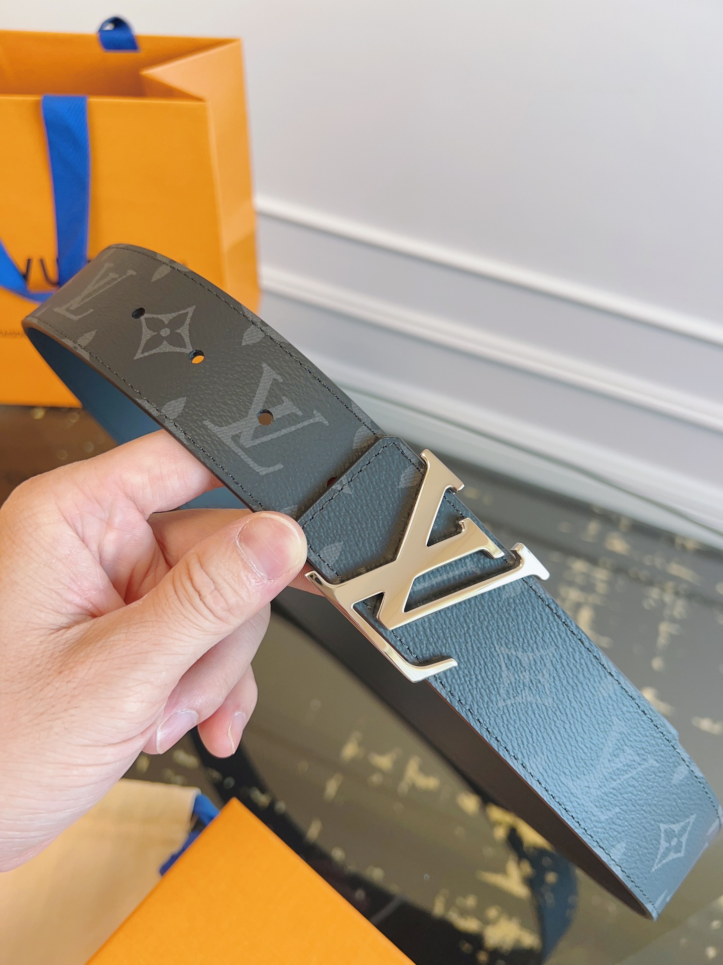 Louis Vuitton Male Basic Belt Cow Leather Black S-m-l