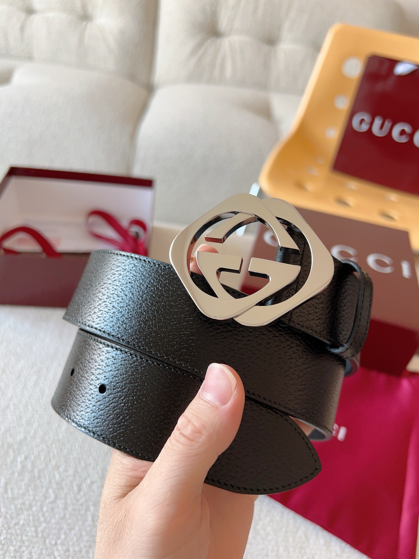 Gucci Leather Belt Cow Leather 13514-m