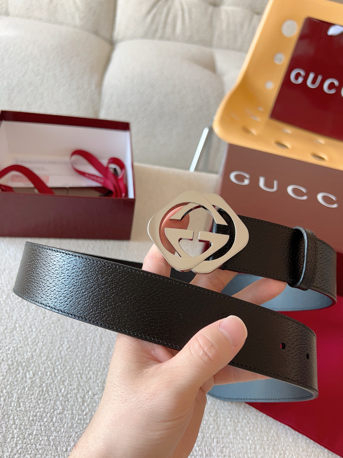 Gucci Leather Belt Cow Leather 13514-m