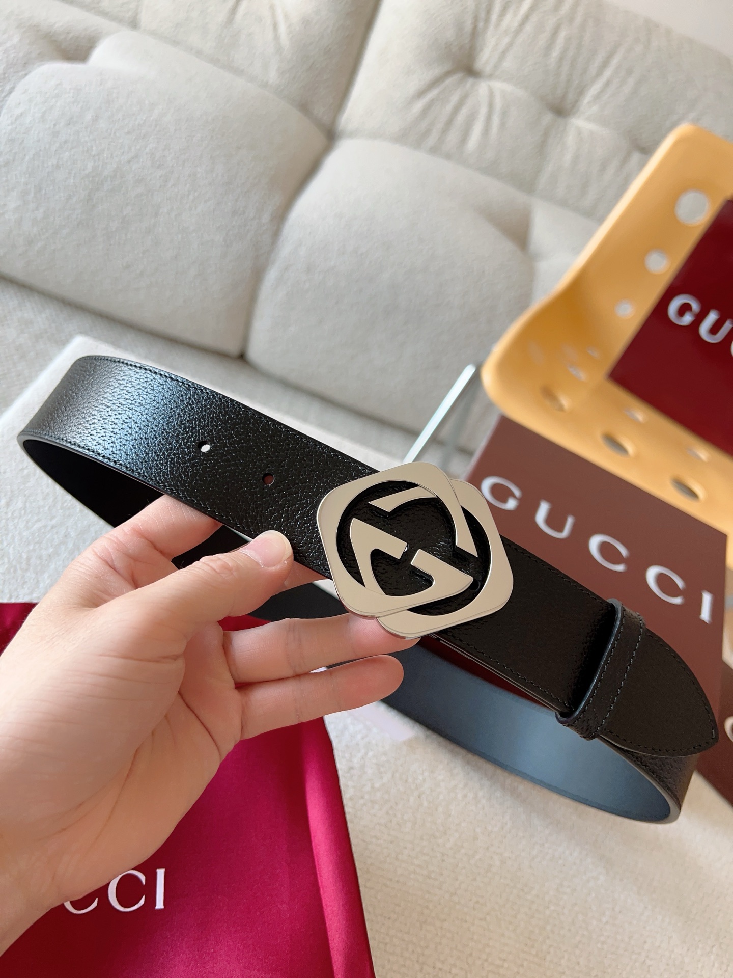 Gucci Leather Belt Cow Leather 13514-m