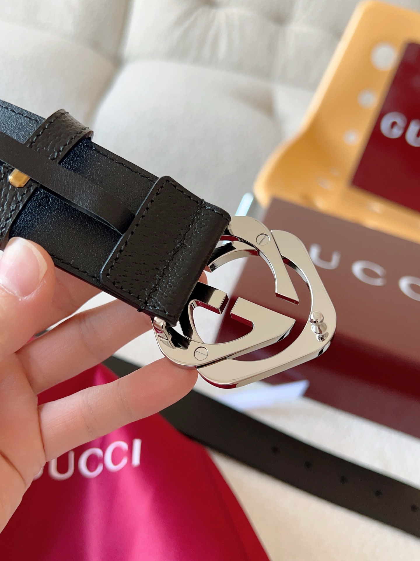 Gucci Leather Belt Cow Leather 13514-m