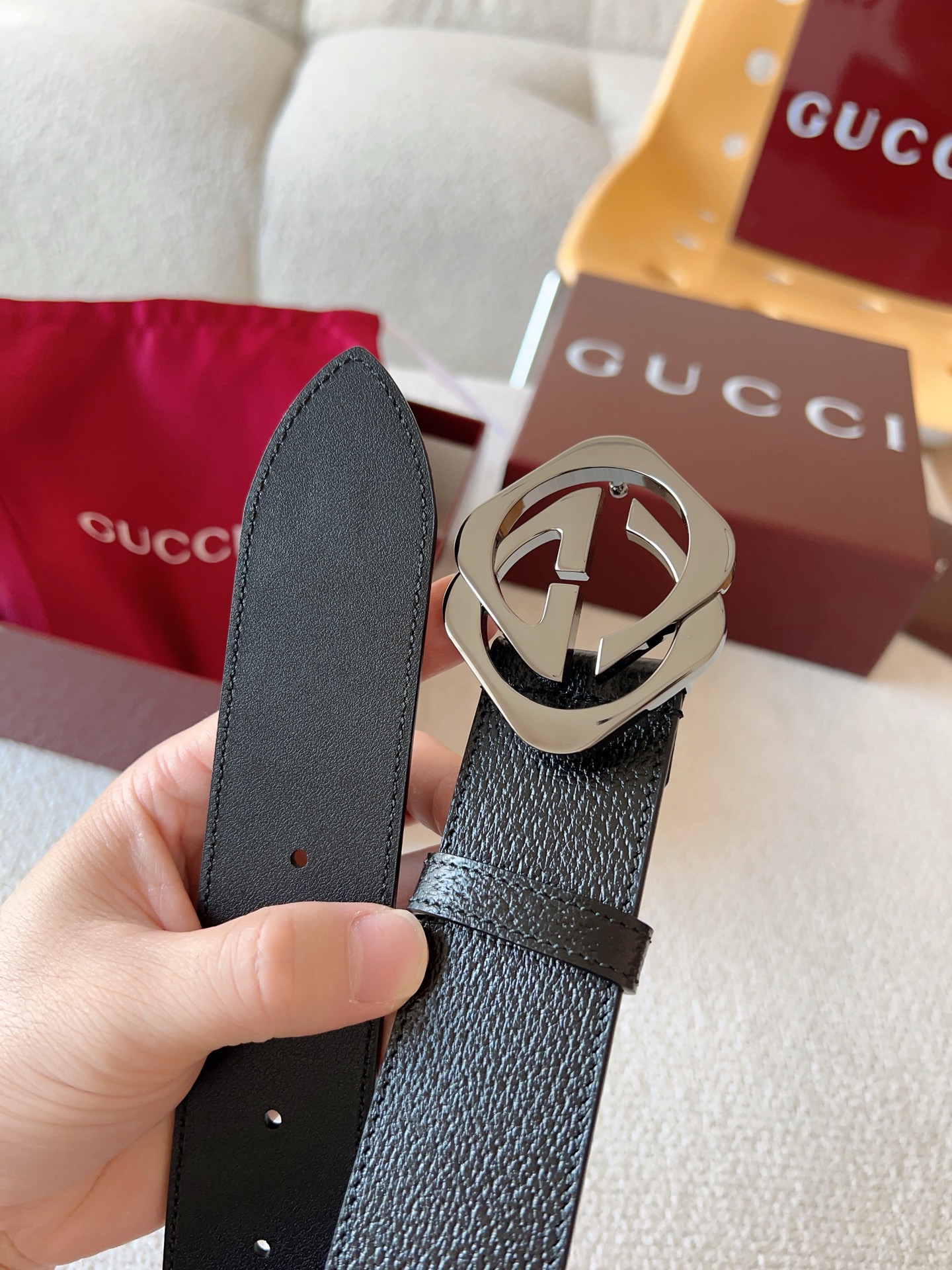 Gucci Leather Belt Cow Leather 13514-m
