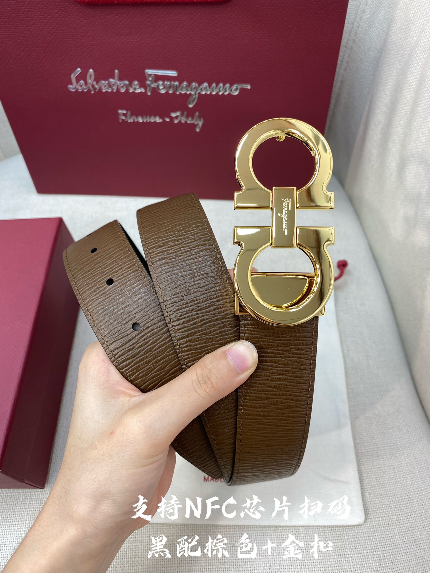 Salvatore Ferragamo Male Leather Belt Cow Leather M