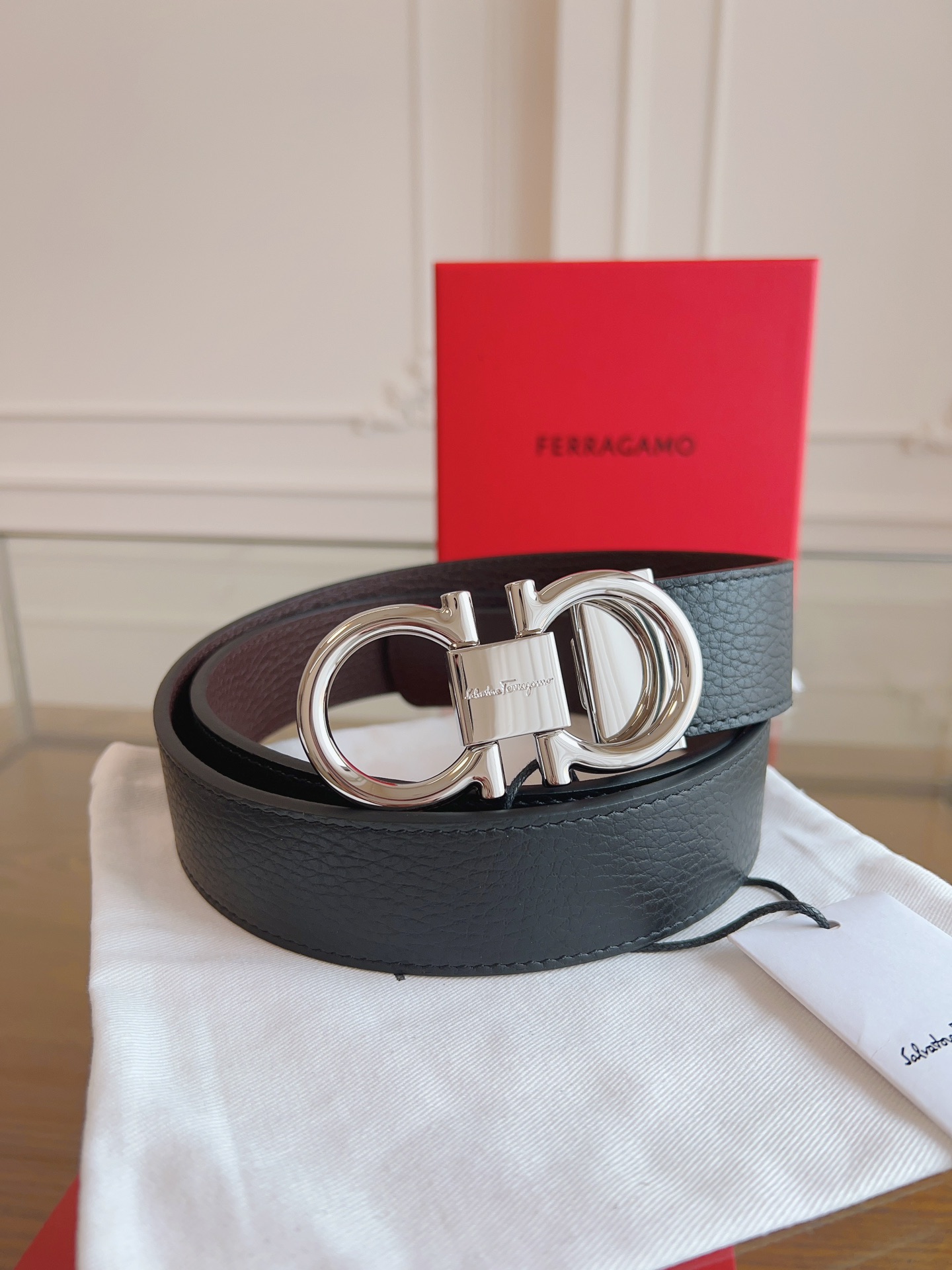 Salvatore Ferragamo Male Leather Belt Top Grain Leather S-m-l