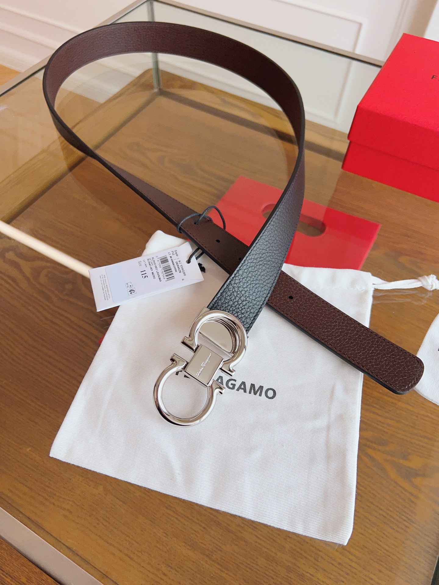 Salvatore Ferragamo Male Leather Belt Top Grain Leather S-m-l