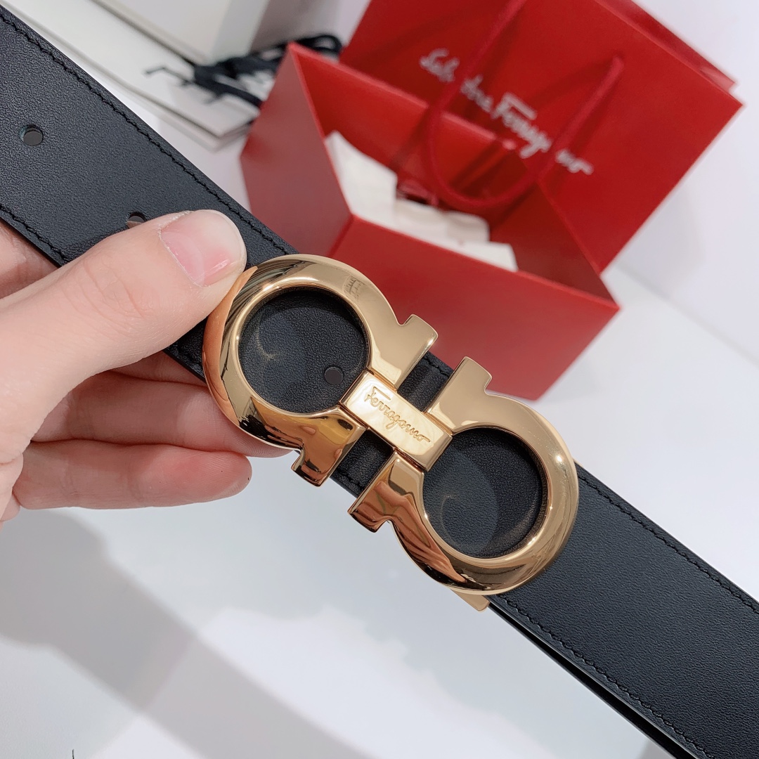 Salvatore Ferragamo Male Leather Belt Top Grain Leather S-m-l