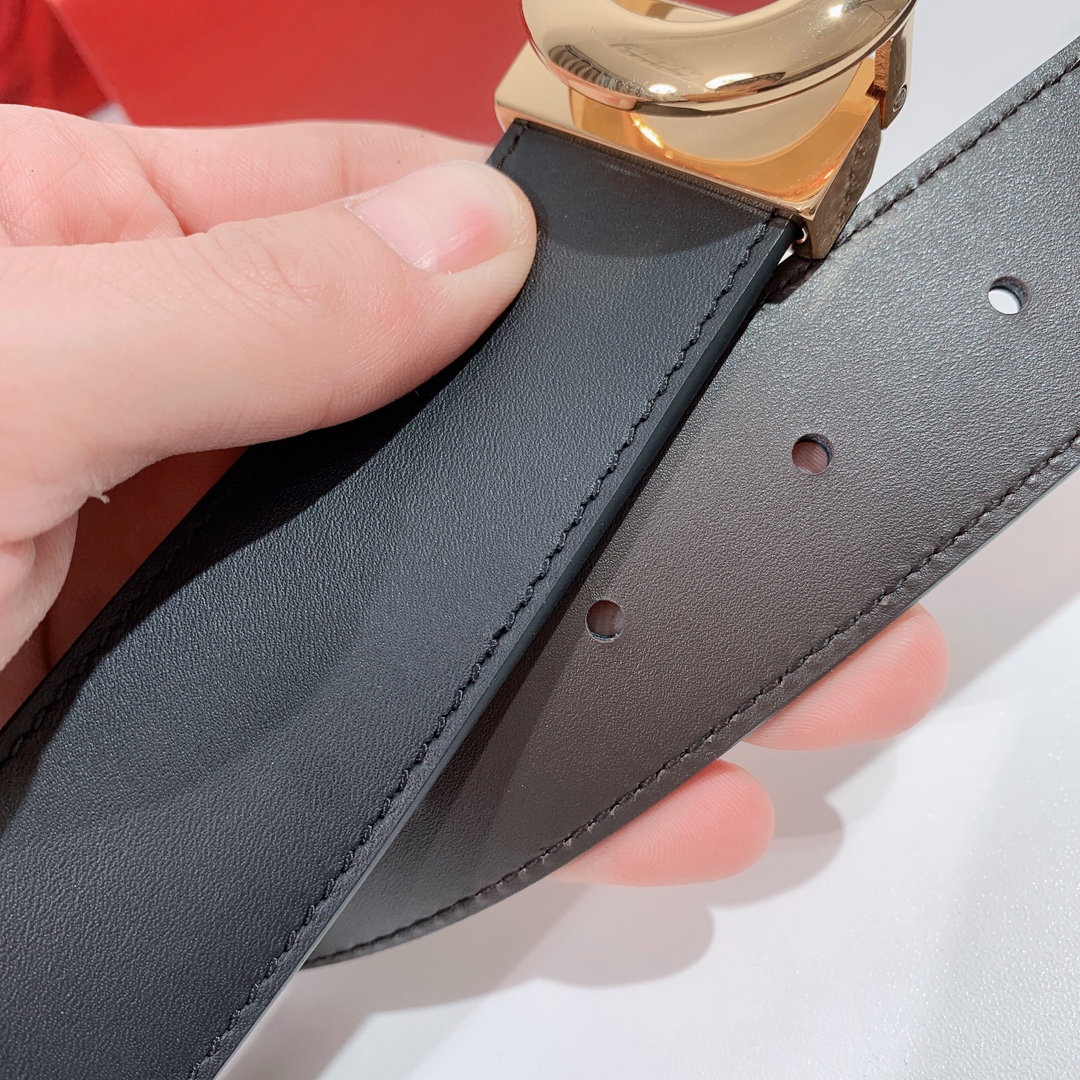 Salvatore Ferragamo Male Leather Belt Top Grain Leather S-m-l