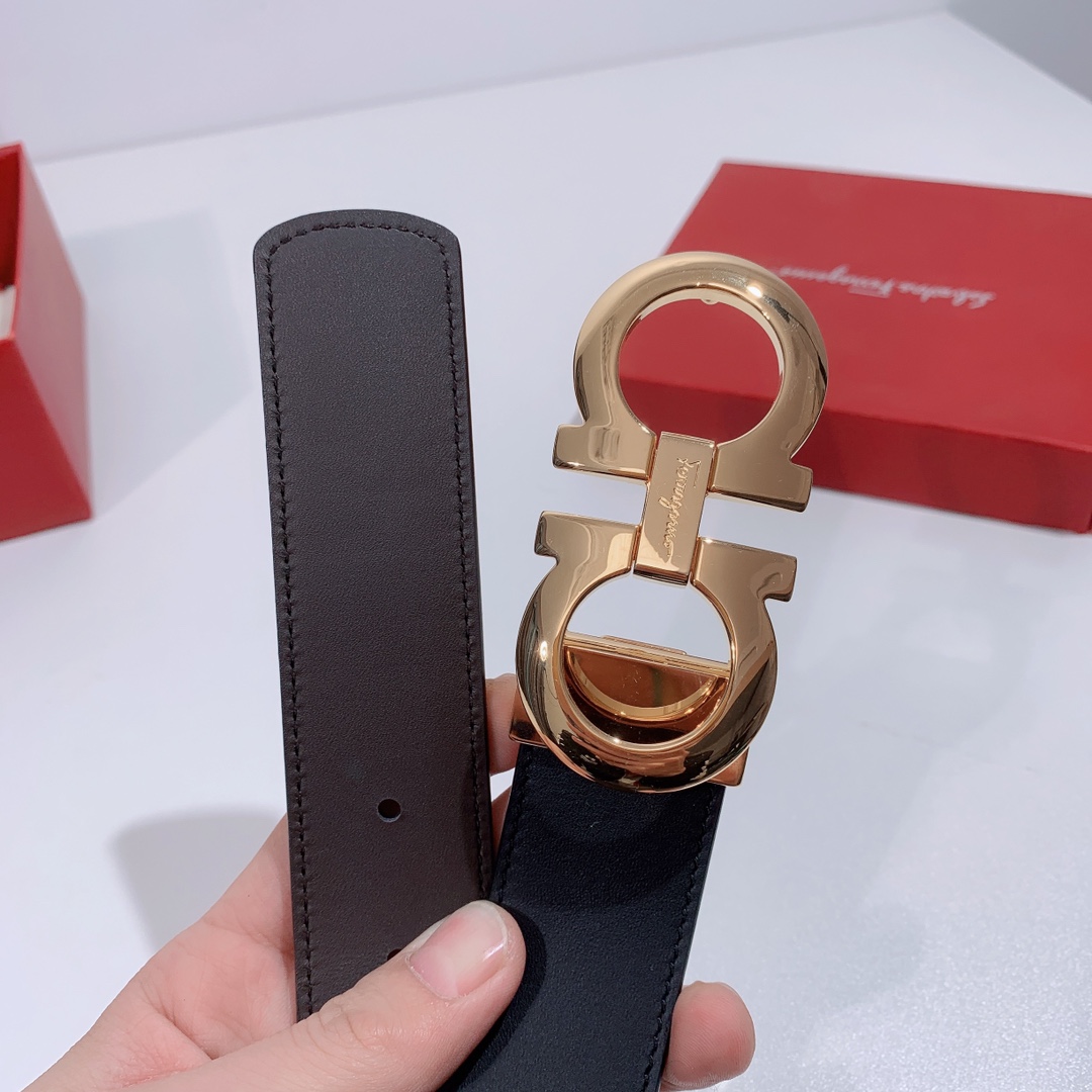 Salvatore Ferragamo Male Leather Belt Top Grain Leather S-m-l