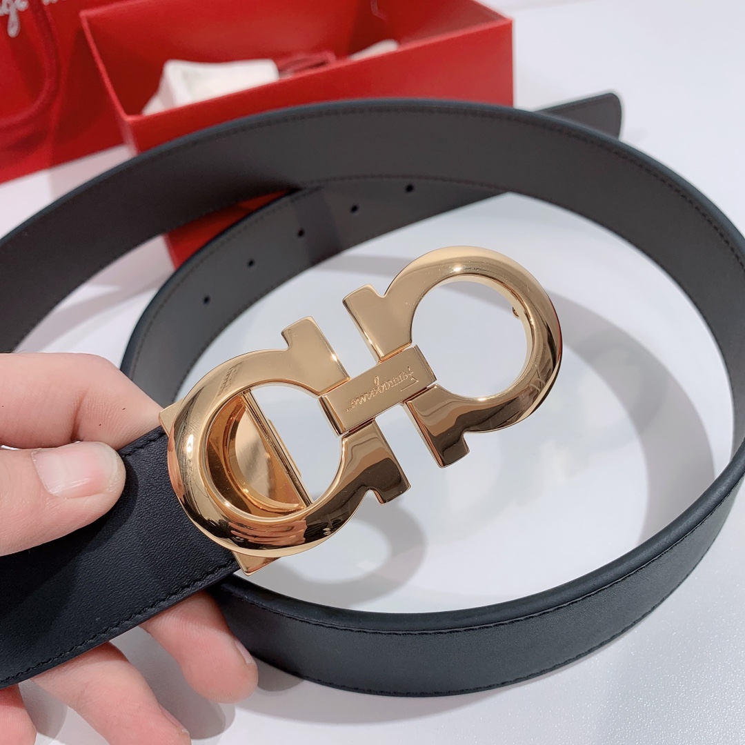 Salvatore Ferragamo Male Leather Belt Top Grain Leather S-m-l