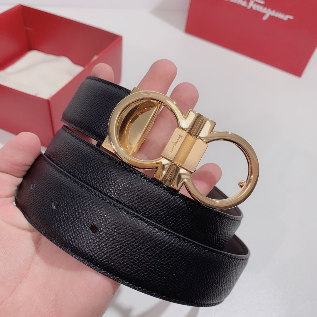 Salvatore Ferragamo Male Leather Belt Top Grain Leather S-m-l