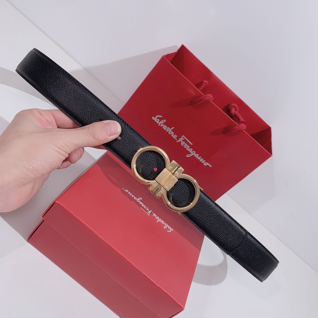 Salvatore Ferragamo Male Leather Belt Top Grain Leather S-m-l