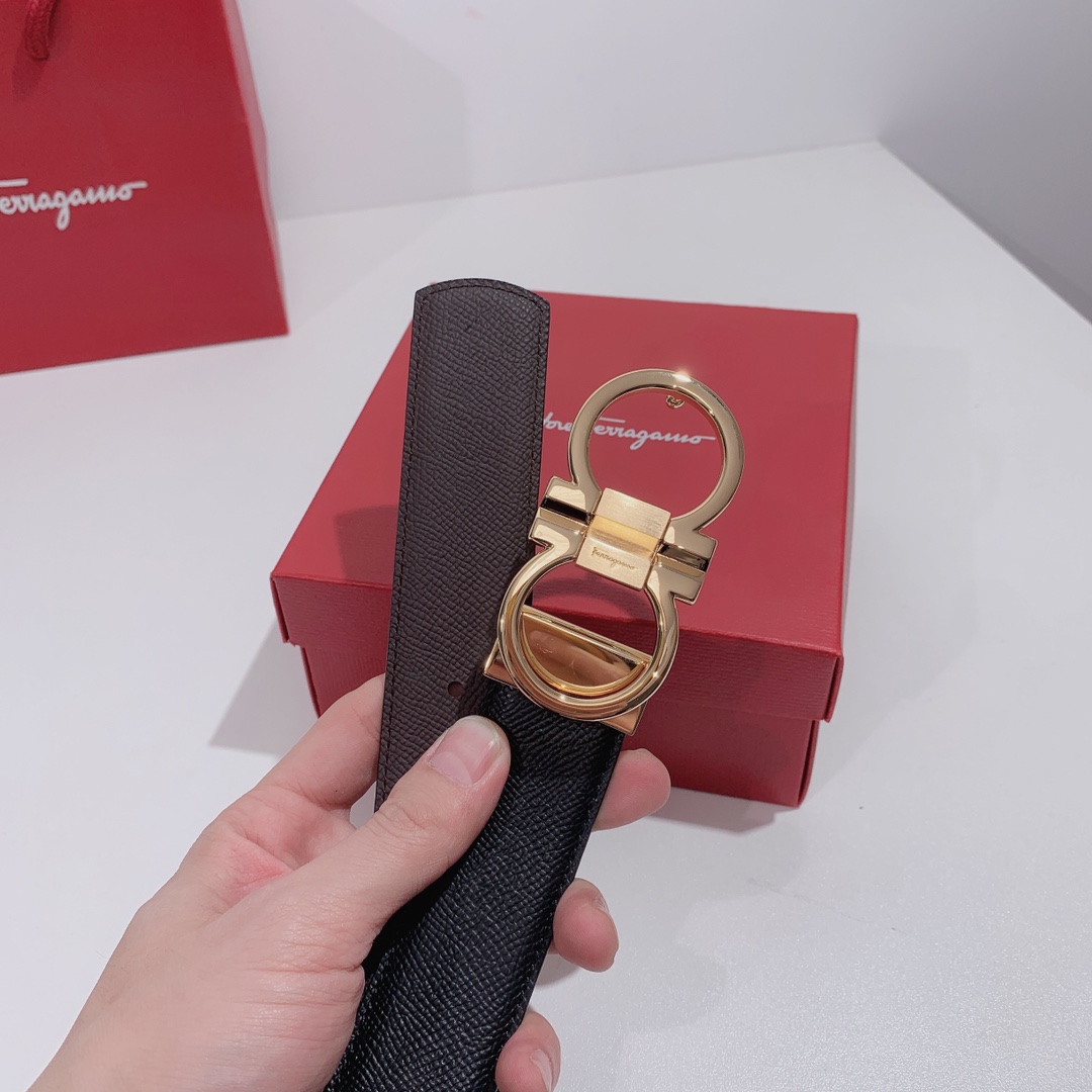 Salvatore Ferragamo Male Leather Belt Top Grain Leather S-m-l