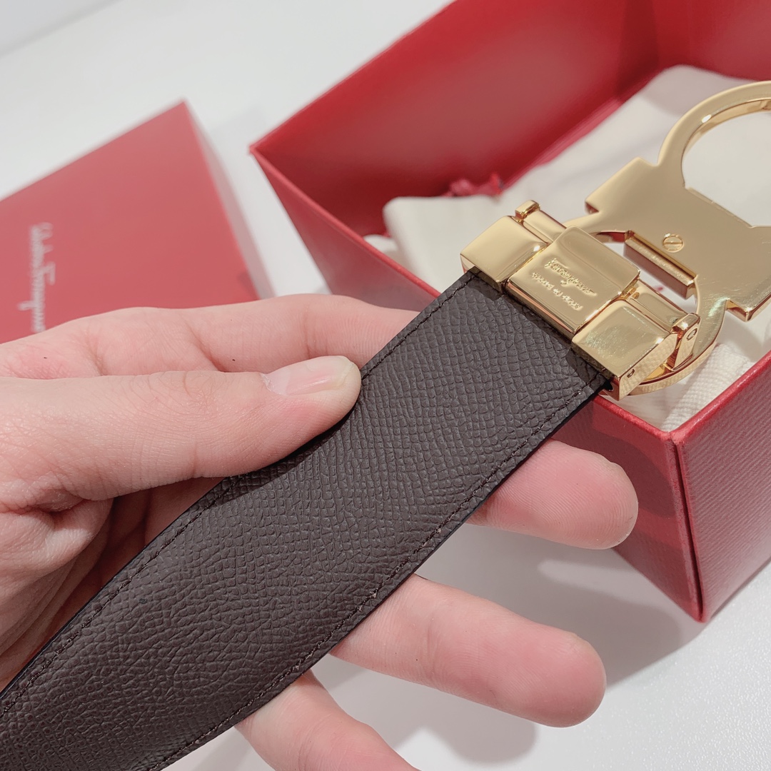 Salvatore Ferragamo Male Leather Belt Top Grain Leather S-m-l