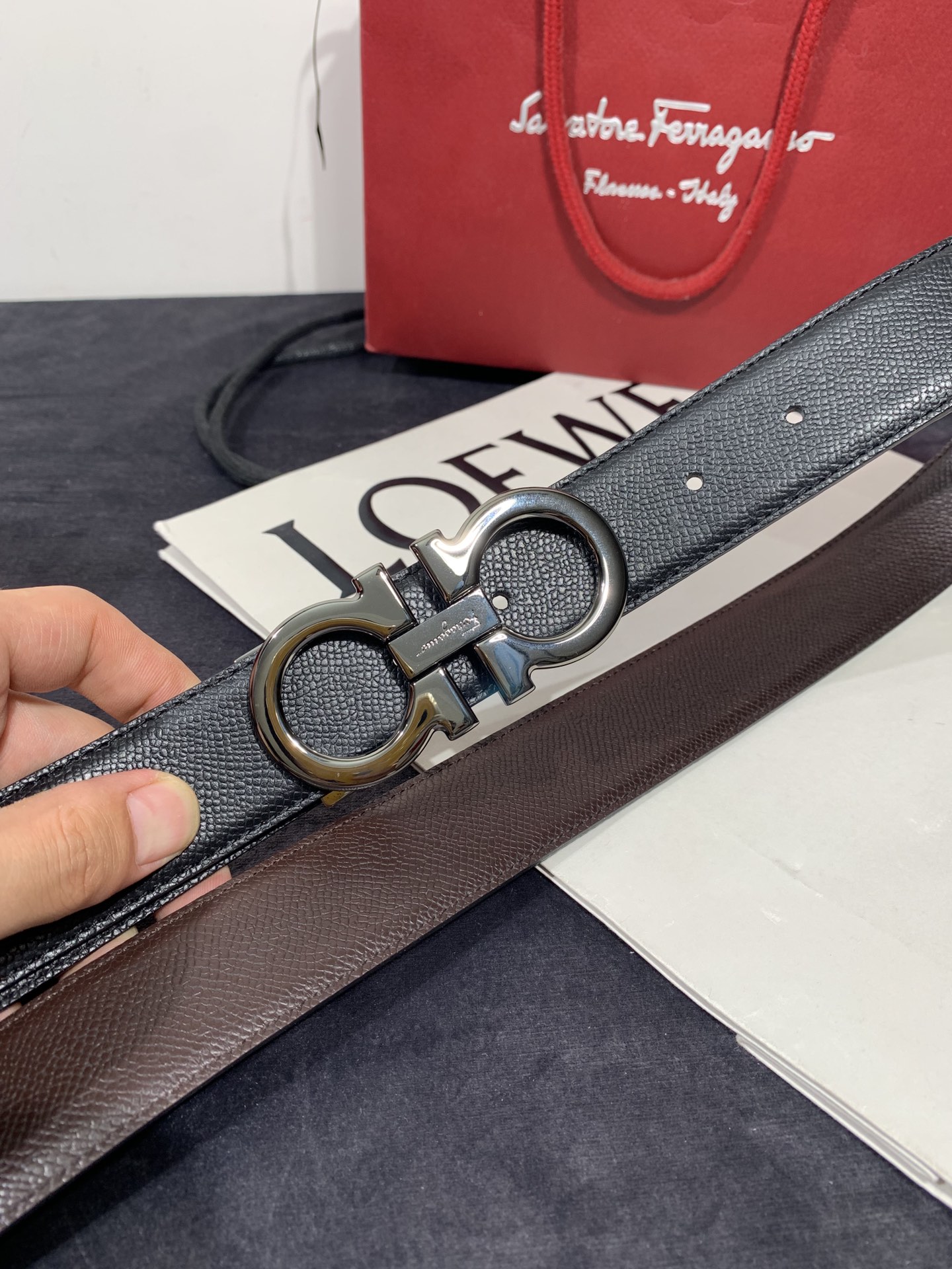 Salvatore Ferragamo Male Leather Belt S-m-l