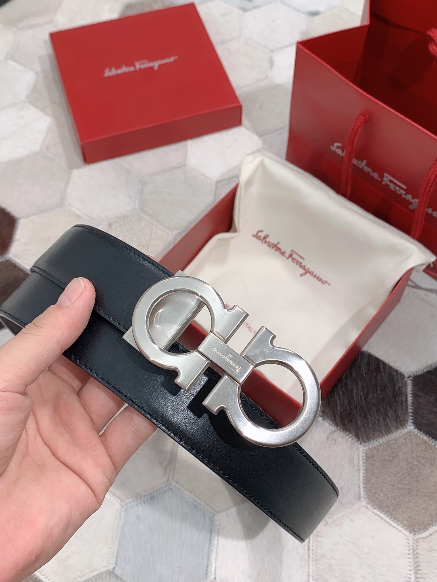 Salvatore Ferragamo Male Leather Belt S-m-l