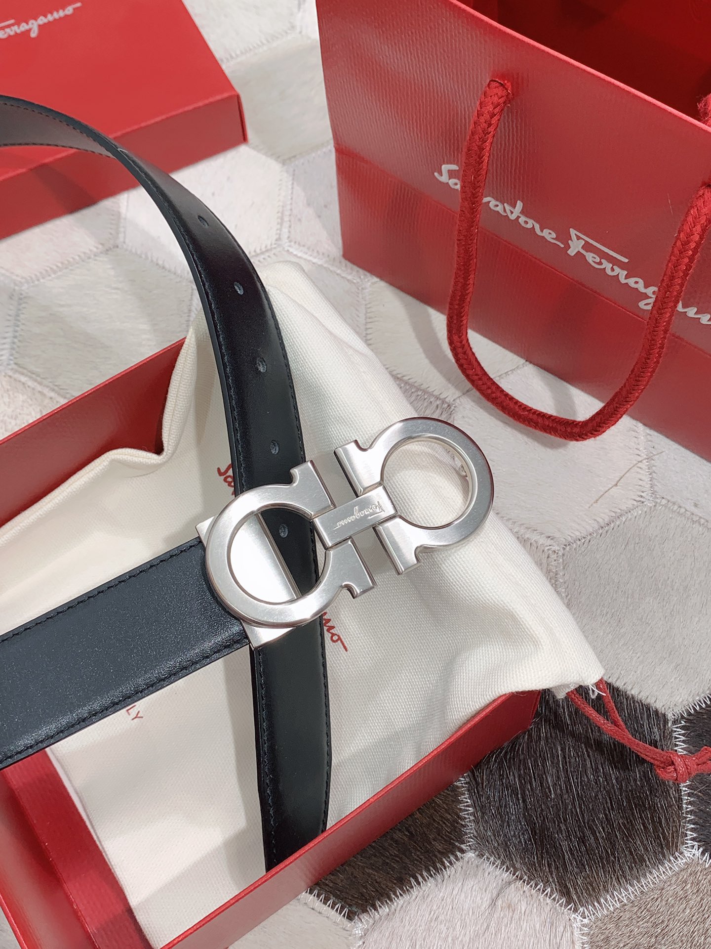 Salvatore Ferragamo Male Leather Belt S-m-l