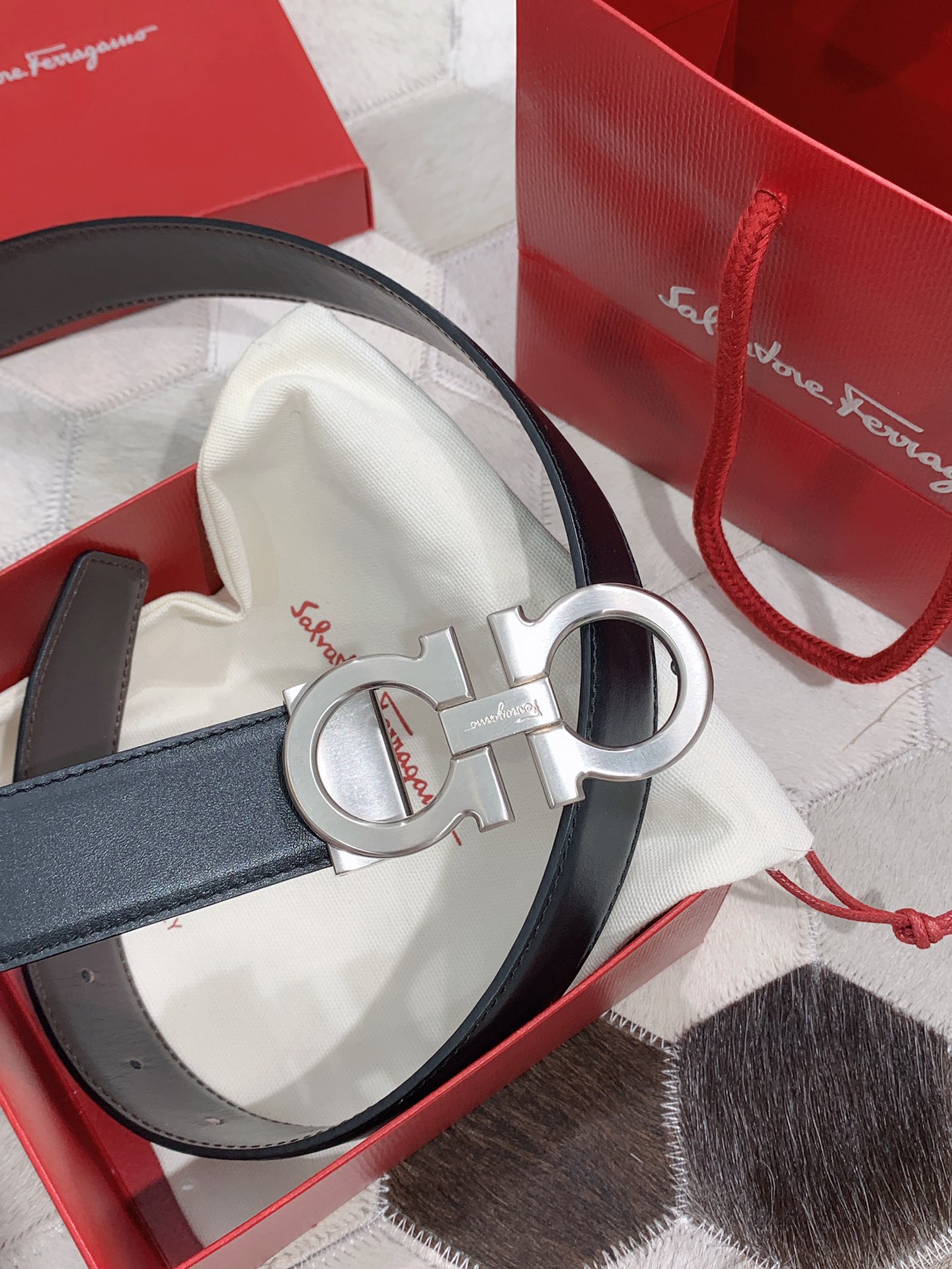 Salvatore Ferragamo Male Leather Belt S-m-l