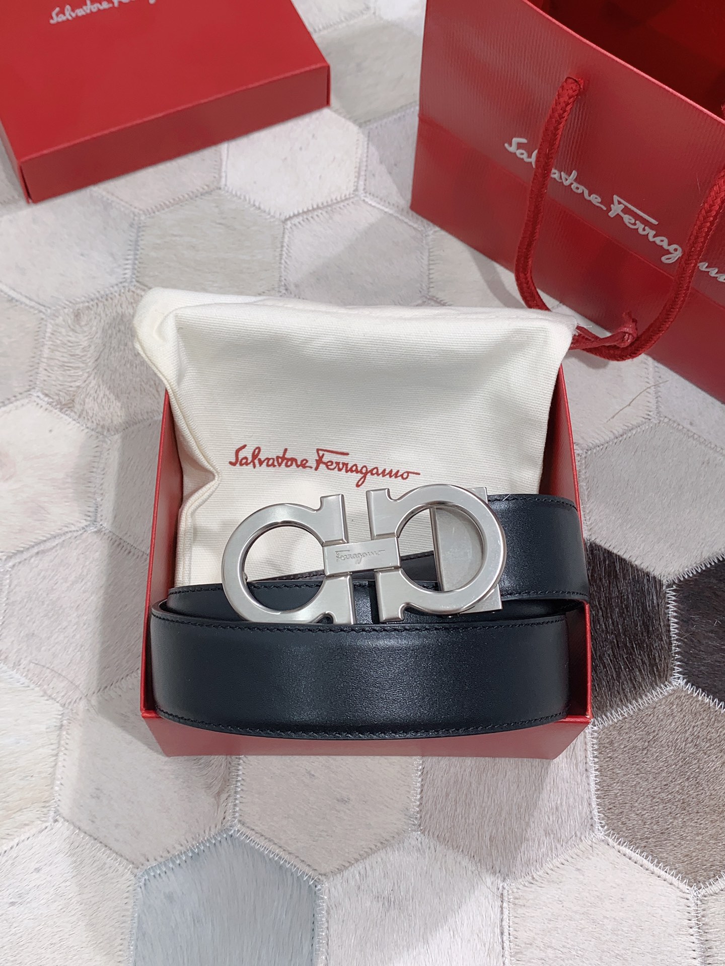 Salvatore Ferragamo Male Leather Belt S-m-l