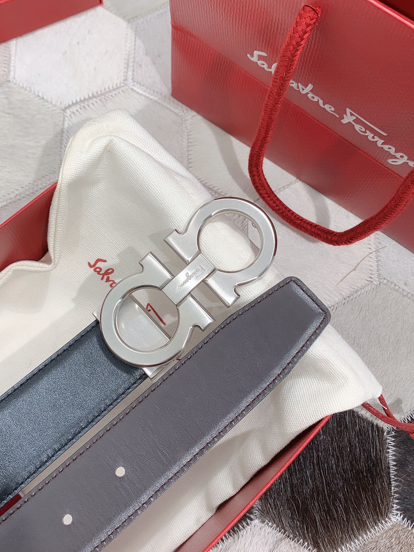 Salvatore Ferragamo Male Leather Belt S-m-l