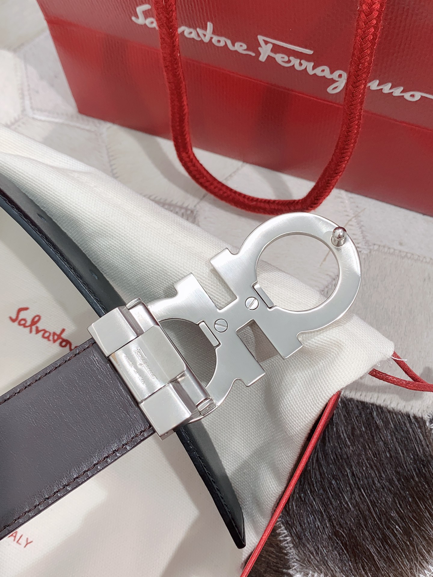 Salvatore Ferragamo Male Leather Belt S-m-l