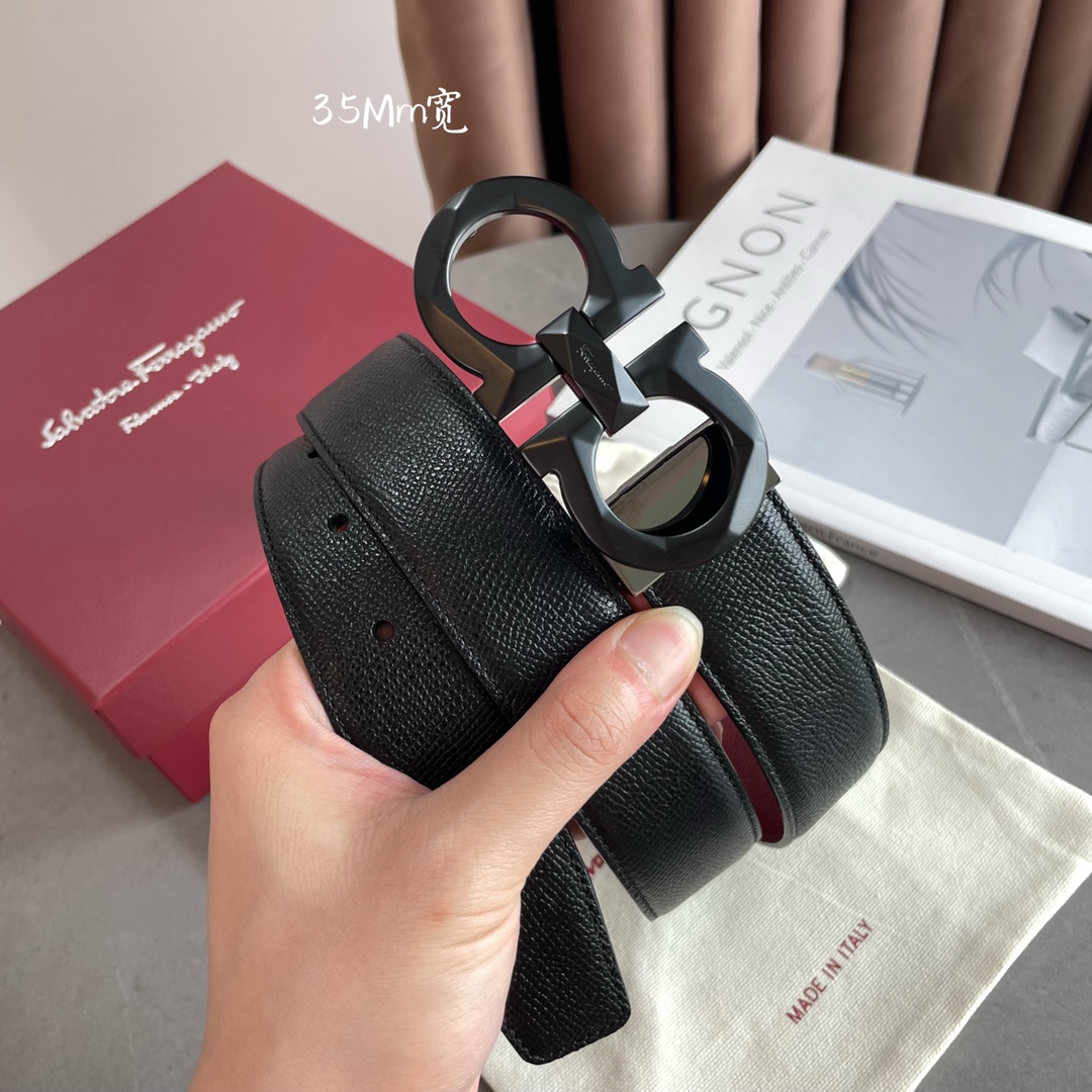 Salvatore Ferragamo Male Leather Belt Top Grain Leather S-m-l