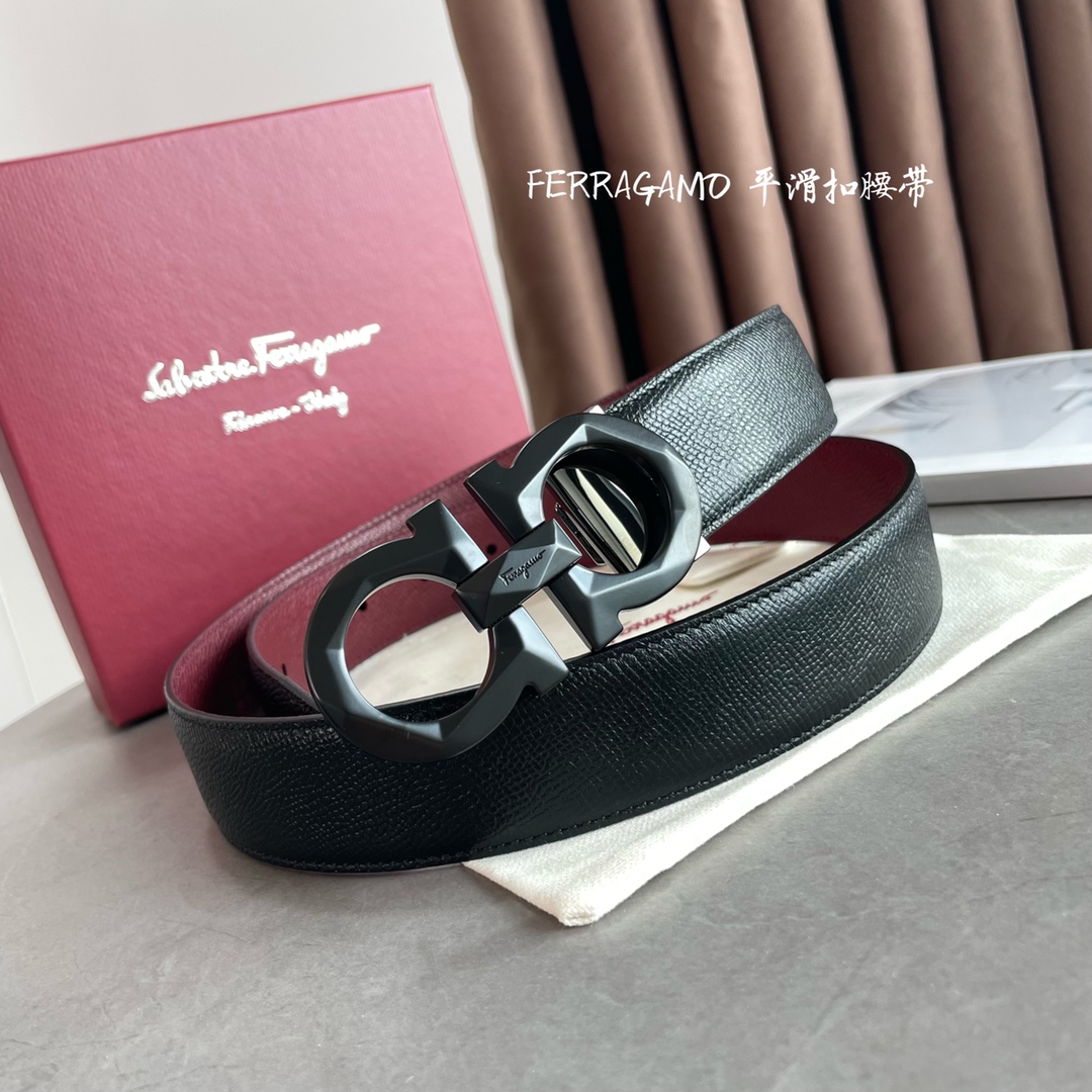 Salvatore Ferragamo Male Leather Belt Top Grain Leather S-m-l