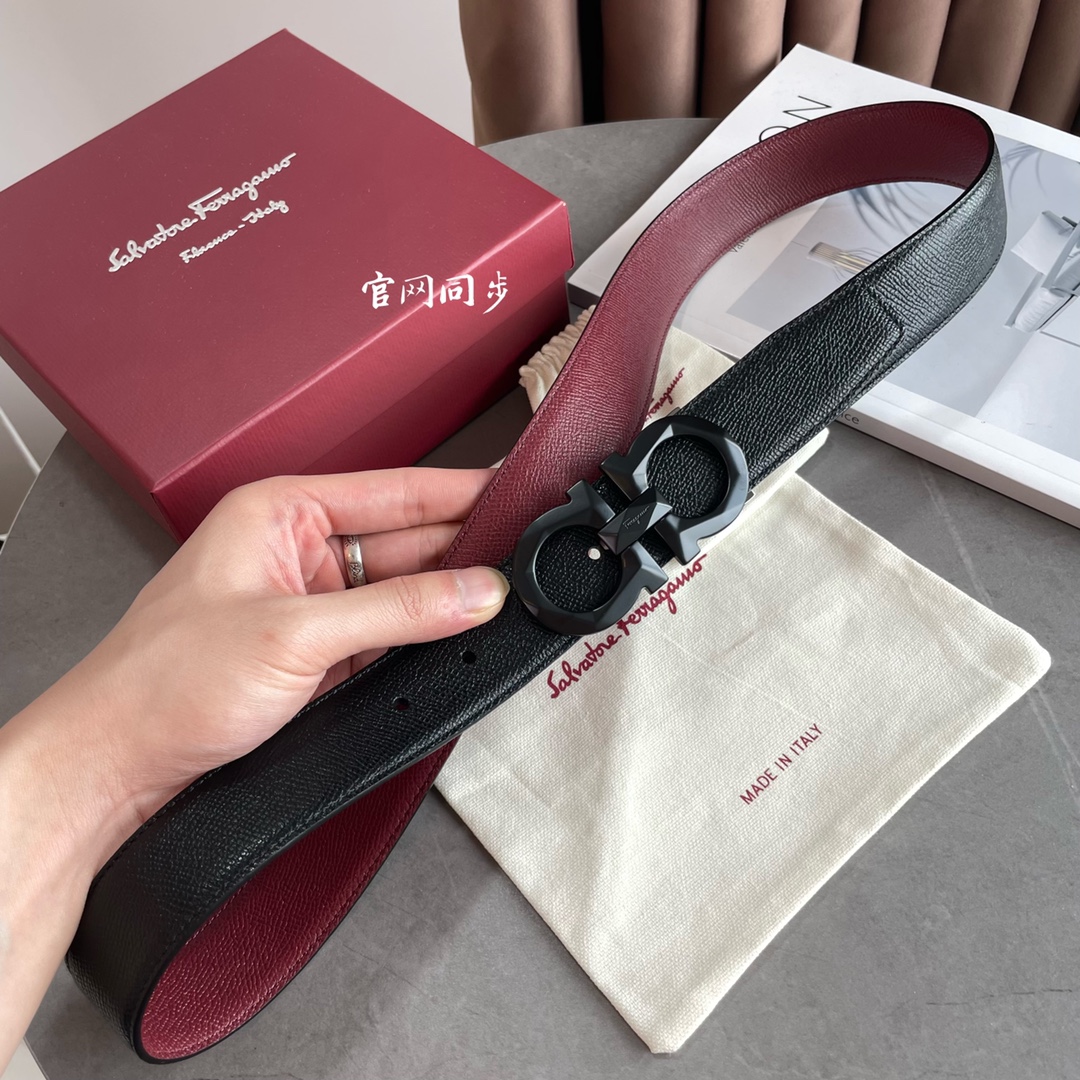 Salvatore Ferragamo Male Leather Belt Top Grain Leather S-m-l