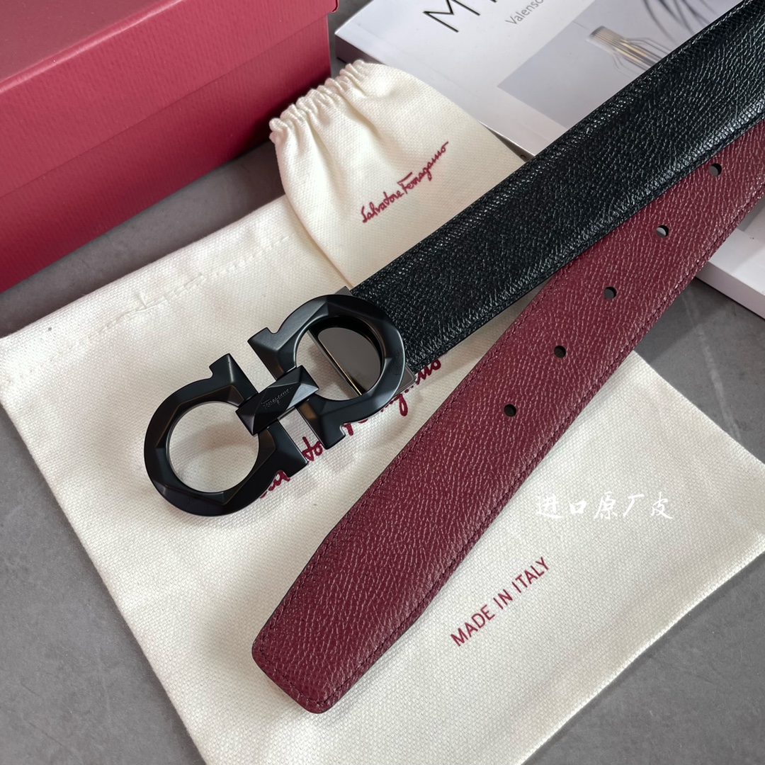 Salvatore Ferragamo Male Leather Belt Top Grain Leather S-m-l