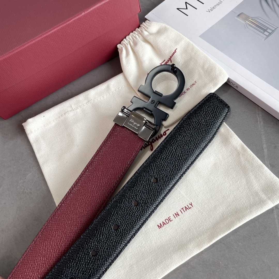 Salvatore Ferragamo Male Leather Belt Top Grain Leather S-m-l