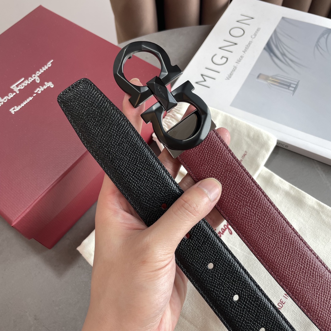 Salvatore Ferragamo Male Leather Belt Top Grain Leather S-m-l