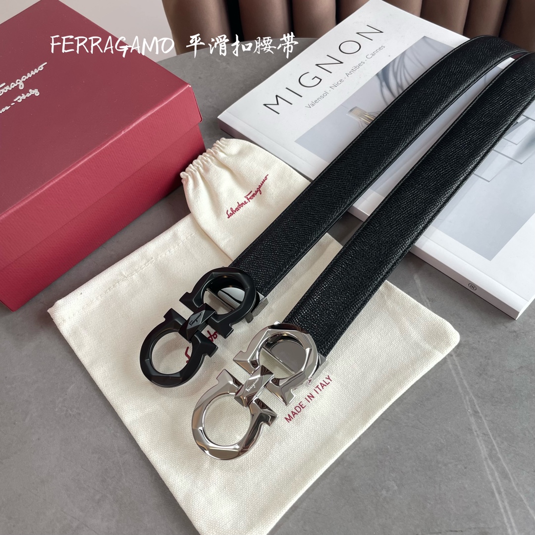 Salvatore Ferragamo Male Leather Belt Top Grain Leather S-m-l