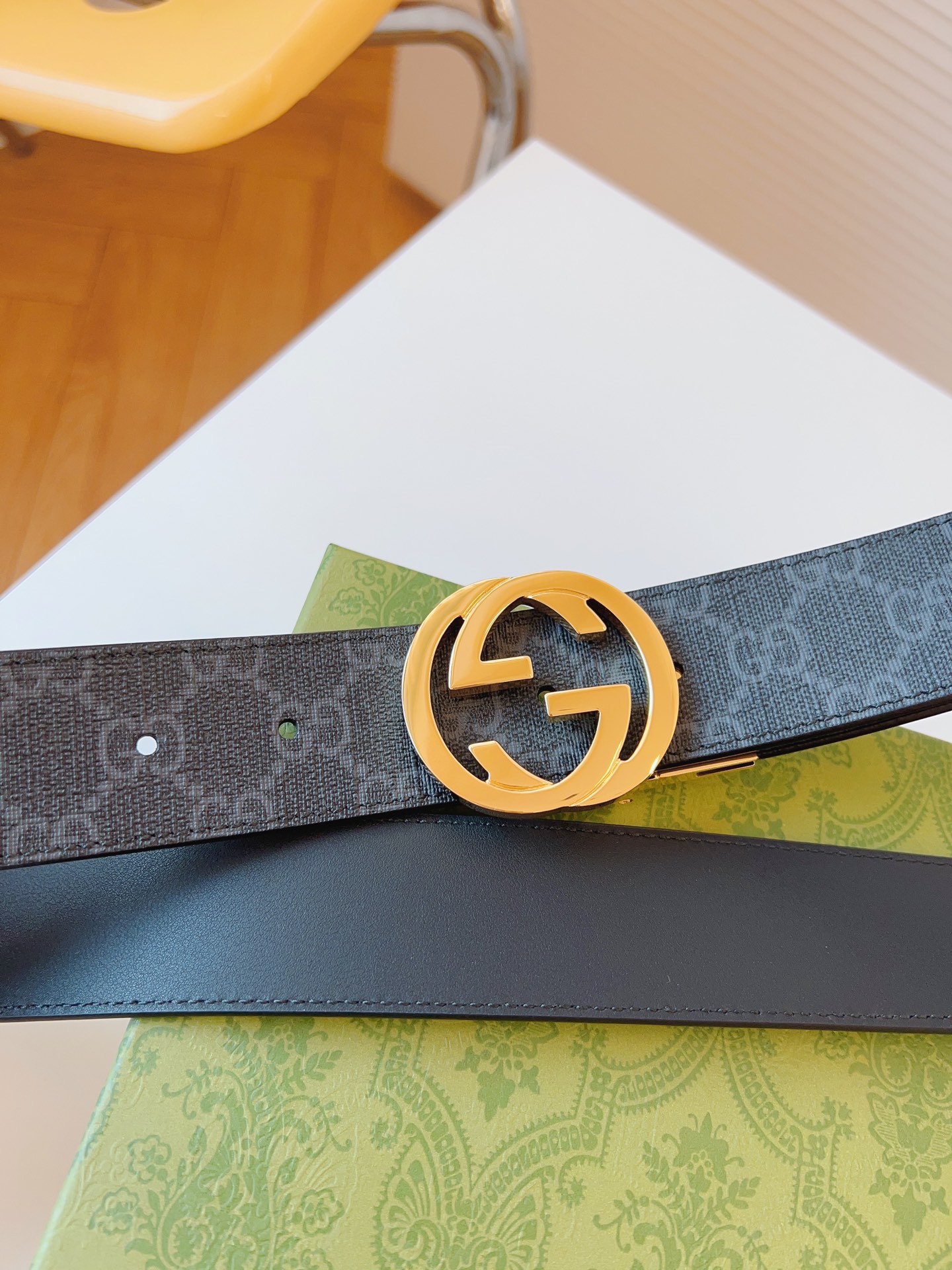Gucci Leather Belt Canvas Black 37mm-s-m