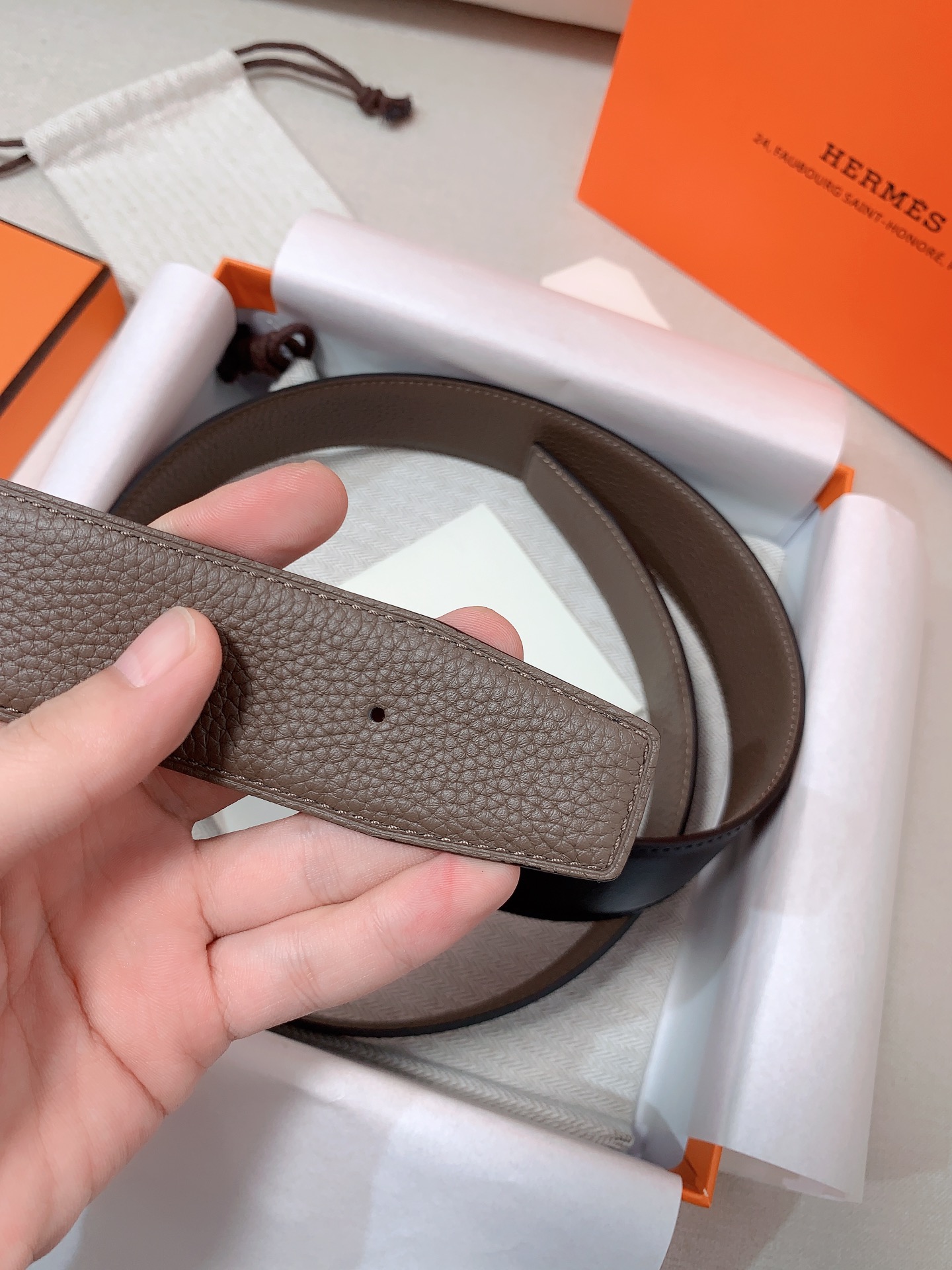 Hermès Male Leather Belt 38mm-s-m