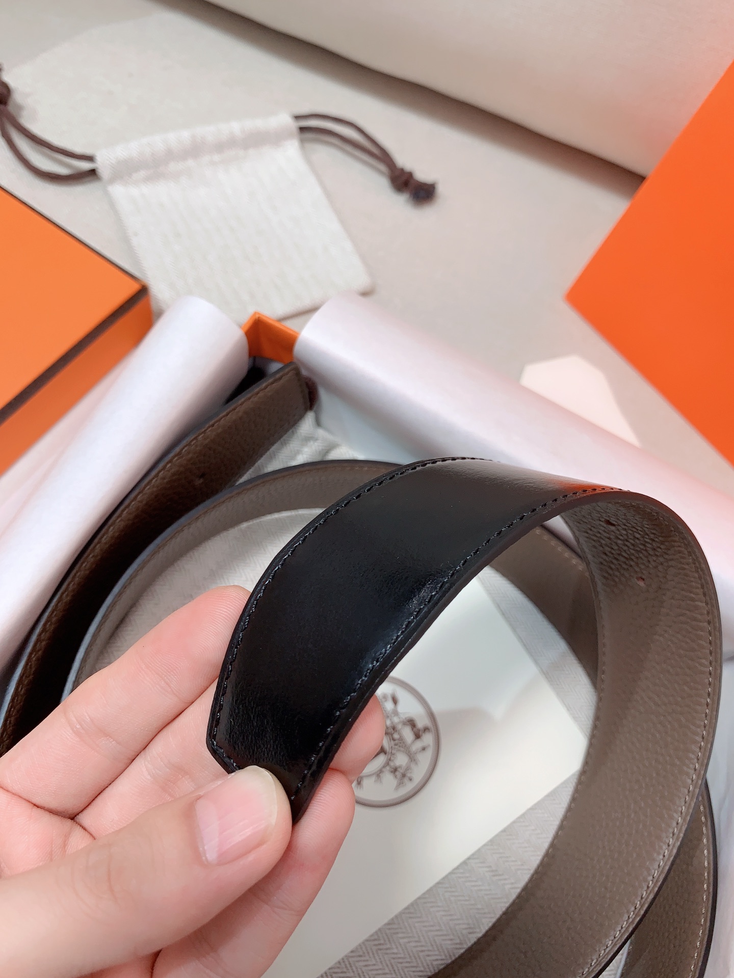 Hermès Male Leather Belt 38mm-s-m