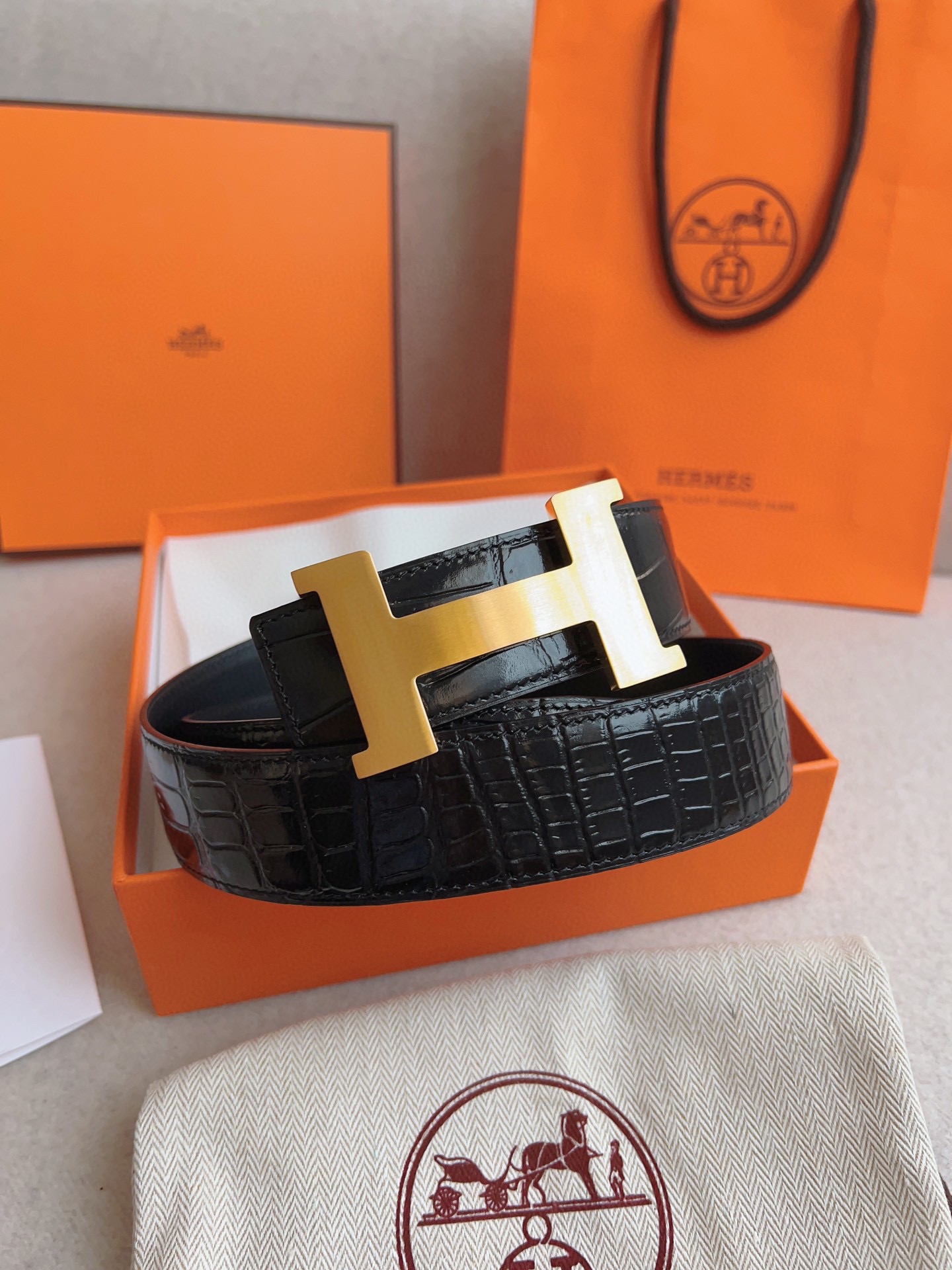 Hermès Male Leather Belt Cow Leather S-m