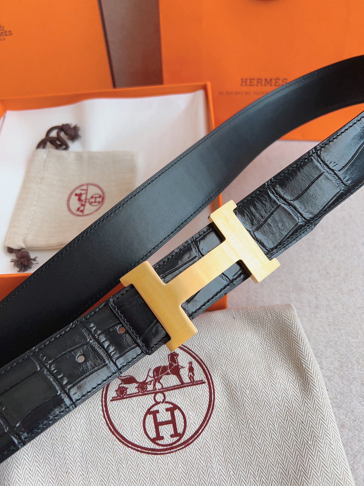 Hermès Male Leather Belt Cow Leather S-m