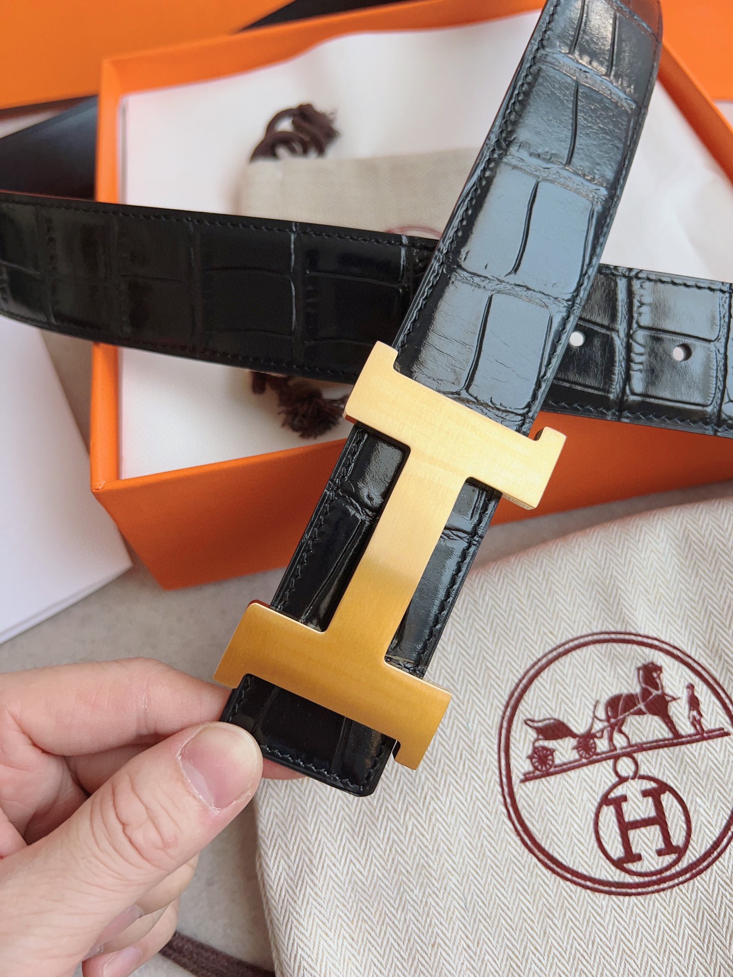 Hermès Male Leather Belt Cow Leather S-m